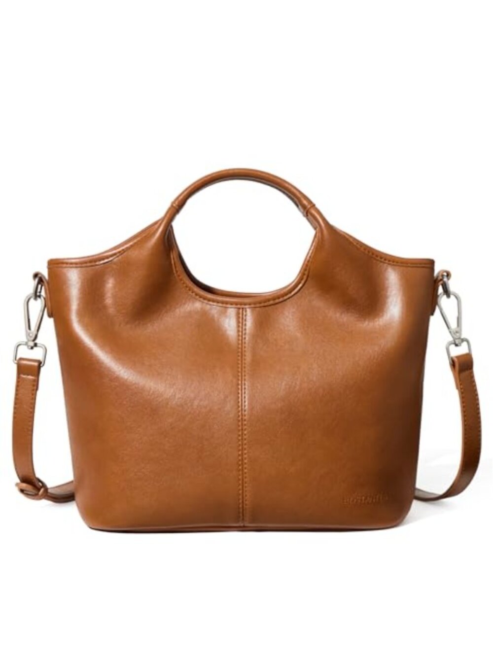 Brown Faux Leather Crossbody Satchel Purse with Top Handle